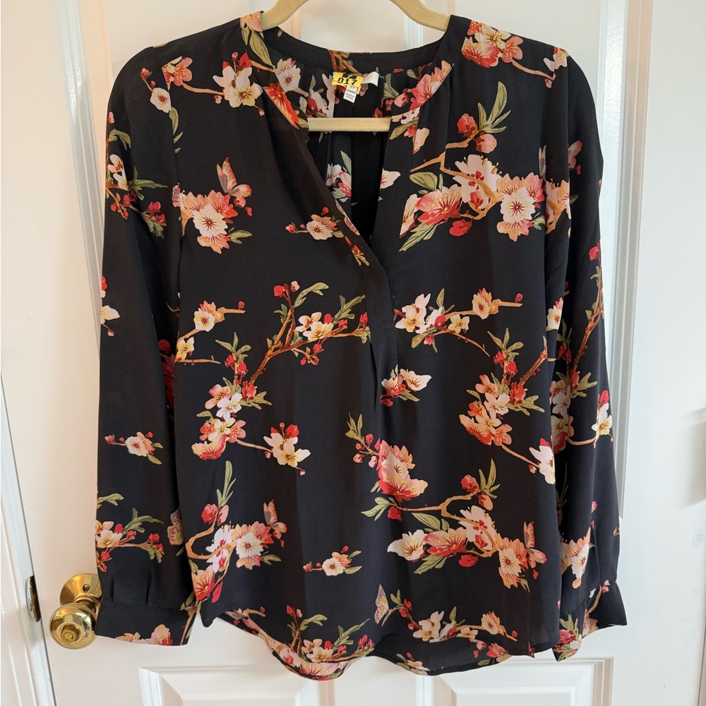Joie Black Silk Floral Blouse